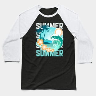 Hello summer Beach summertime Adventure travel lover palm tree sun Baseball T-Shirt